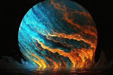 Wall Mural - the watery, fiery planet neptune. sci fi concept art. generative ai