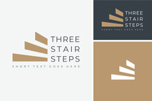 Classic Three Stair Steps Tread Silhouette For Staircase Architecture Interior Building Logo Design 