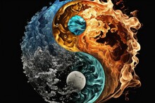 Superlative Amalgamation Of The Elements Water, Air, Fire, And Earth. As With Yin And Yang, They Establish A Cyclical Pattern Of Equilibrium. Generative AI