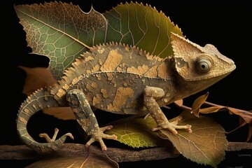 Sticker - Minuet leaf chameleon (Brookesia minimum), often known as the Madagascan dwarf chameleon. Nosy Be is an island in the northwest of Madagascar that is home to a unique and endangered species. This liza