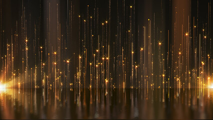 Wall Mural - gold particles stage lights elegant abstract background.
