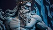 Classic sculpture of Poseidon or its Greek equivalent Neptune, generative ai