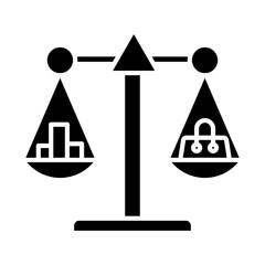 Business icon with supply and demand icon. supply and demand is described by the balance of market supply and demand scales