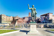  The statue of Emperor Traiano along  Fori Imperiali street in Rome