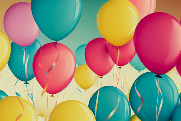 Poster - colorful balloons background, Generative AI Art Illustration 01