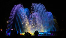 Brightly And Colorfully Lit Fountain
