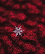 © Cavan Images - Close up of single snowflake on a red cloth