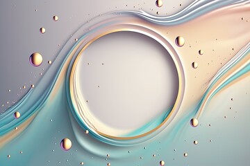 Wall Mural - Abstract background. Soft pastel color liquid fluids with swirls flow and circle frame with empty space.