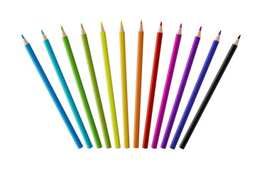 Canvas Print - Set of color wooden pencil collection on white background