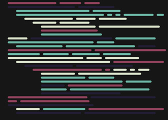 Code on screen vector illustration, flat cartoon coding lines simulation