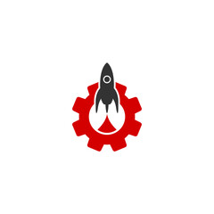 Wall Mural - Rocket Gear Icon Logo Design Element isolated on white background