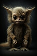 Ai artwork of a weird and cute little furry alien creature. Generative ai.