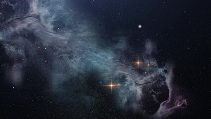 Wall Mural - the omega star at the center of the nebula moves in the universe