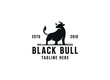 Vintage classic bull longhorn logo design template