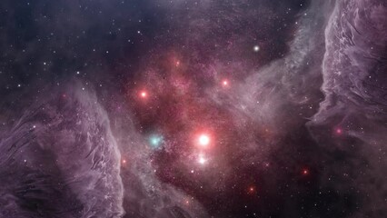 Wall Mural - view of purple nebula and stars in the universe