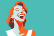 A woman laughing out loud. Flat vector style