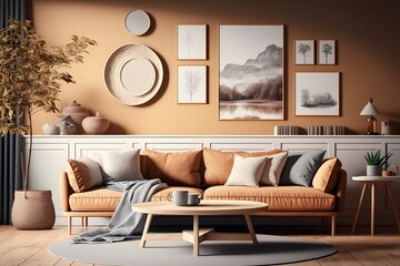 Wall Mural - interior living room created using AI Generative Technology