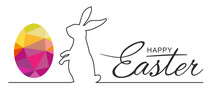 Happy Easter Lettering Graphic With Rabbit.