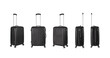 © Min Wan - Black plastic suitcase with transparent background, vacation luggage in perspective view