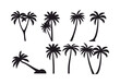 © Kusnendar - various coconut palm silhouettes on the with background