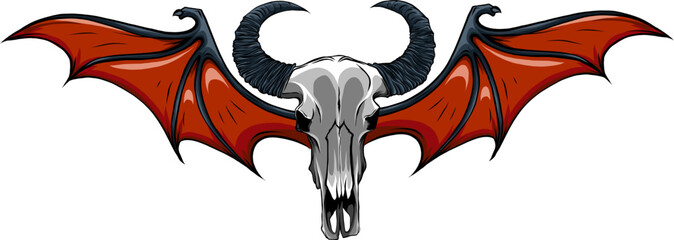 Sticker - Rams Head Skull with wings vector logo illustrations