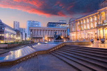 Birmingham Town Hall  Situated In Victoria Square, Birmingham, England At Sunset