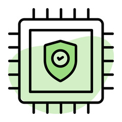 Wall Mural - safety shield on processor showing concept of processor security