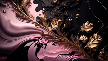 Sticker - Black, Pink and Gold Luxury Background. generative ai