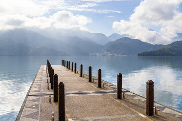 Sticker - Long walkway over the sun moon lake in Nantou of Taiwan