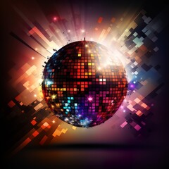 golden disco ball with lights laser party time free black background dance max volume bass shine bright night rotates cozy dj spin youngsters dark shine sparkling different reflective Generative AI