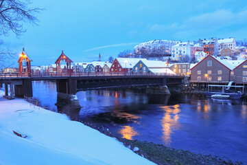 Canvas Print - The Old Bridge ( den Gamle Bybru) in Trondheim, Norway