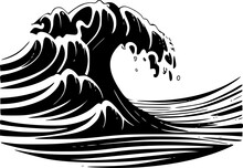 Wave - Black And White Isolated Icon - Vector Illustration