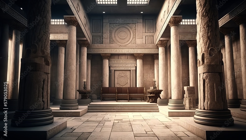 Classic grand temple interior background. Generative AI technology ...