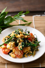 Northern Thai food, Stir fried gurmar leaf (Gymnema inodorum) with egg, Local food