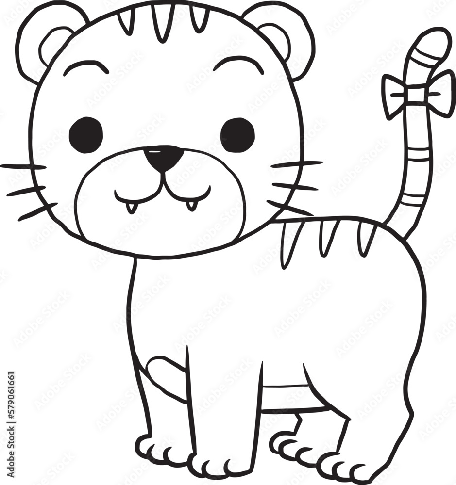 tiger cartoon doodle kawaii anime coloring page cute illustration ...