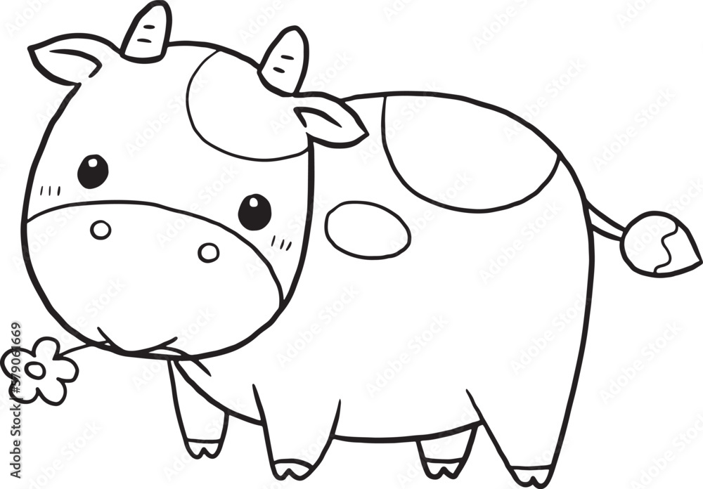 Vector de Stock cow cartoon doodle kawaii anime coloring page cute ...