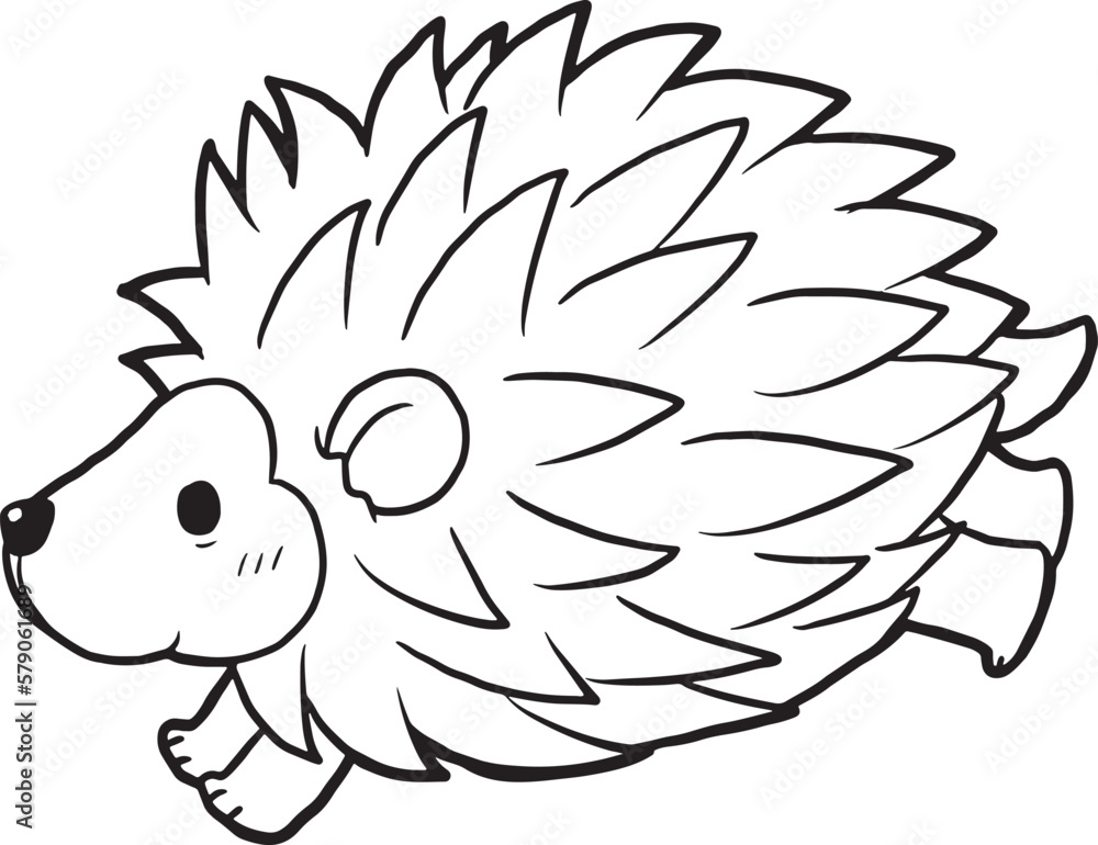 hedgehog cartoon doodle kawaii anime coloring page cute illustration ...