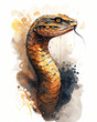 Brown snake in watercolor style. Generative AI