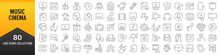 Music And Cinema Line Icons Collection. Big UI Icon Set In A Flat Design. Thin Outline Icons Pack. Vector Illustration EPS10