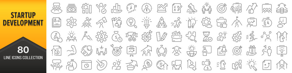 Aufkleber - Startup and development line icons collection. Big UI icon set in a flat design. Thin outline icons pack. Vector illustration EPS10
