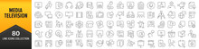 Media And Television Line Icons Collection. Big UI Icon Set In A Flat Design. Thin Outline Icons Pack. Vector Illustration EPS10