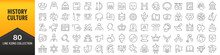 History And Culture Line Icons Collection. Big UI Icon Set In A Flat Design. Thin Outline Icons Pack. Vector Illustration EPS10