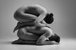 © Lustre Art Group  - Black and white portrait of young couple in love. Naked man and woman in sensual plexus of bodies. Concept of love, feelings, relationships, beauty and contemporary art.
