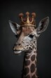 King Giraffe wearing a crown - Animal kingdom concept - generative AI