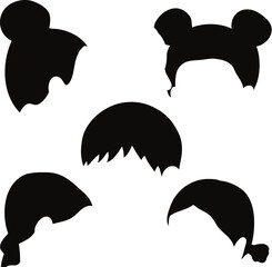 Canvas Print -  children's hair styles silhouette