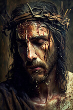 The Sufferings Of Jesus Christ In The Crown Of Thorns. AI Generativ.