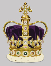 A Highly Detailed Vector Illustration Of St Edwards Crown, Used Specifically For The Coronation Of A King Or Queen Of England.