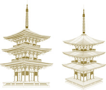 Vector Sketch Illustration Of Holy Pagoda Temple Towe