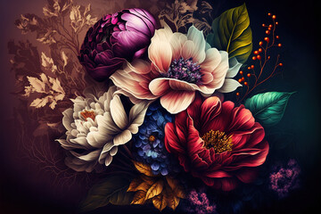 Wall Mural - Abstract flowers background. AI	