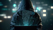 Hacker at work with hidden digital identity